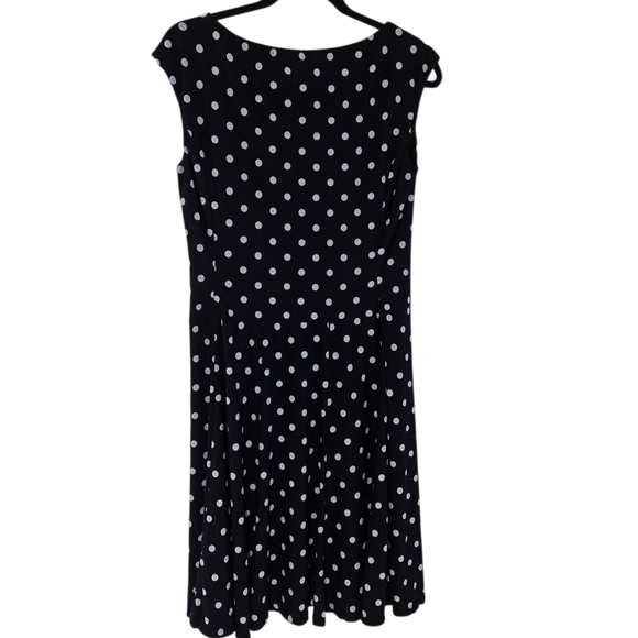 Lauren Ralph Lauren Black Midi Dress with White Dots Sz 12 - Picture 13 of 16